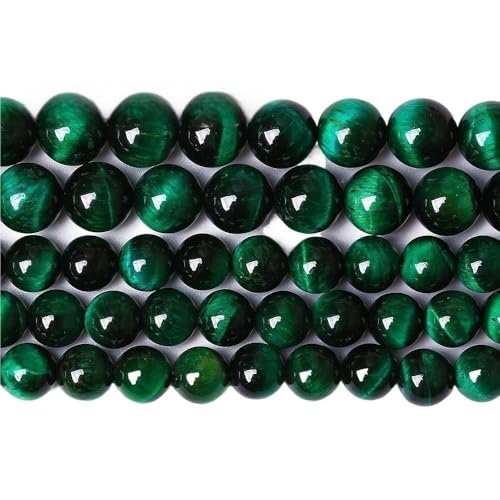 15" Tigerauge lose Perlen, runde Achate 4 6 8 10 12 14MM Perle zur Herstellung von Kunsthandwerksartikeln, blau rosa grüner Naturstein(Green Tiger Eye,14mm x 27) von LIFABOLA