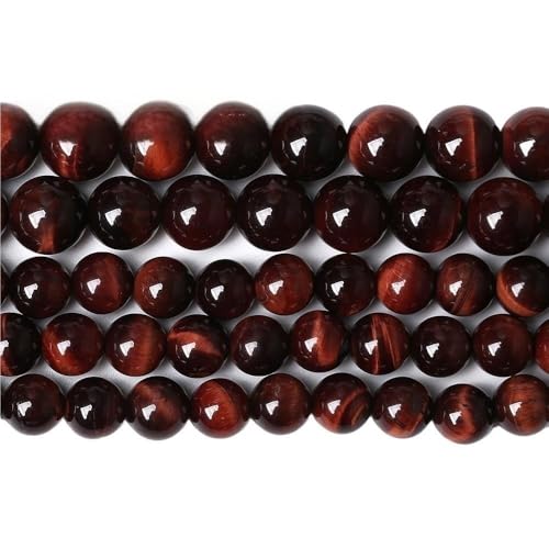 15" Tigerauge lose Perlen, runde Achate 4 6 8 10 12 14MM Perle zur Herstellung von Kunsthandwerksartikeln, blau rosa grüner Naturstein(Red Tiger Eye,12mm x 32) von LIFABOLA