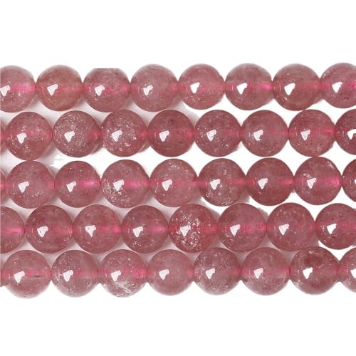 15" Tigerauge lose Perlen, runde Achate 4 6 8 10 12 14MM Perle zur Herstellung von Kunsthandwerksartikeln, blau rosa grüner Naturstein(Strawberry Quartz,12mm x 32) von LIFABOLA