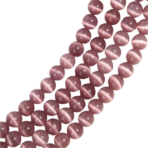 15 Zoll Katzenauge Naturstein Glasperlen, glatte runde Perlen, natürliche Edelsteinperlen für Armbänder, DIY Herstellung(Purple,10 mm) von LIFABOLA