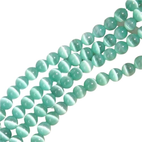 15 Zoll Katzenauge Naturstein Glasperlen, glatte runde Perlen, natürliche Edelsteinperlen für Armbänder, DIY Herstellung (Teal, 4 mm) von LIFABOLA