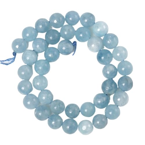 15 Zoll Naturstein, saphirfarbene Jadeperlen, runde lose Perlen for Schmuckherstellung, Zubehör, Diy, 1 Strang(Aquamarine jade,10mm) von LIFABOLA