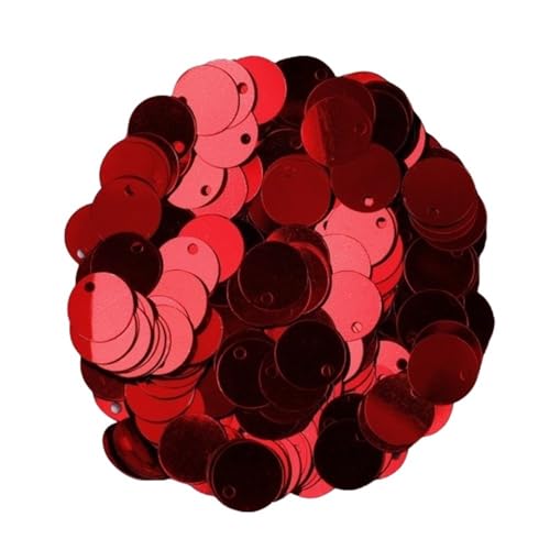 20 g flache Pailletten in Kreisform, 10 mm runde PVC-Pailletten mit Loch, flache runde Paillette for handgefertigten Nähen von Partykleidern(Red) von LIFABOLA