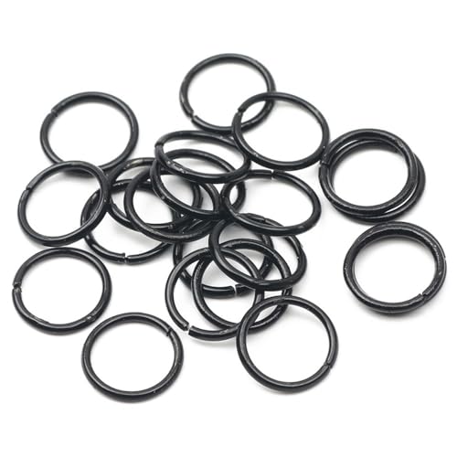 30 Stück bunte offene Biegeringe, Metall-DIY-Schmuckteile, Biegeringe, geteilte Ringe, Verbinder for die Herstellung von DIY-Schmuck(Black,14mm) von LIFABOLA