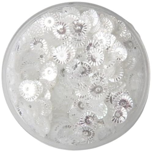 30 g PVC-Pailletten for Nähen, 6 mm runde, vergoldete Radblumen-Pailletten, gelbe, rosa, rote und violette Pailletten(Crystal White) von LIFABOLA