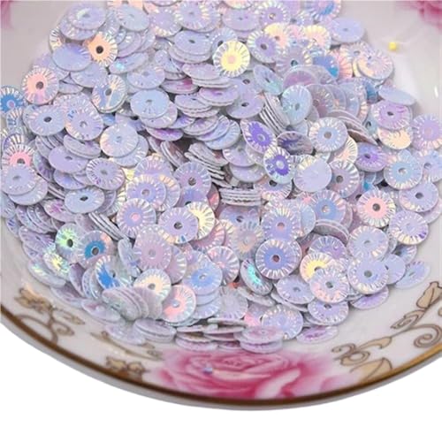 30 g PVC-Pailletten for Nähen, 6 mm runde, vergoldete Radblumen-Pailletten, gelbe, rosa, rote und violette Pailletten(White) von LIFABOLA