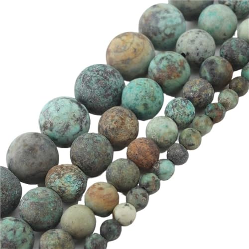 15'' Matte Steinperlen, 6/8/10/12mm Achatperlen Kugel, natürliche Mineralperlen Mattpolierte rosa Howlith-Jade(African turquoise,10mm x 36) von LIFABOLA