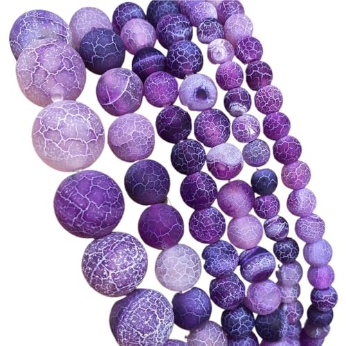 4/6/8/10/12 mm dunkelblaue Chalcedon-Perlen, runde lose Abstandsperlen for DIY-Handarbeit, Jade-Naturstein(Matte Purple Agate,4mm x 92) von LIFABOLA