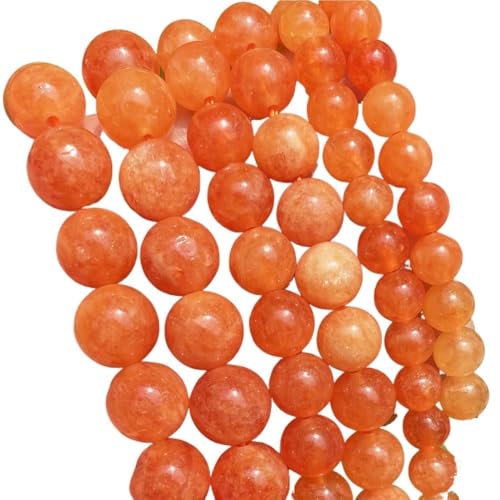 4/6/8/10/12 mm dunkelblaue Chalcedon-Perlen, runde lose Abstandsperlen for DIY-Handarbeit, Jade-Naturstein(Orange Jade,10mm x 36) von LIFABOLA