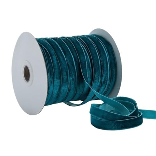 45 Meter/Rolle Samtband zum Verpacken, Samtdekorationsband, Champagnerrosa, Silber, Kranzschleife, 1 cm (Pfauenblau) von LIFABOLA