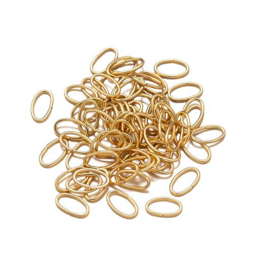 50 Stück Schlüsselanhänger-Zubehör, goldfarbener ovaler Verbindungsring aus Edelstahl for DIY-Ohrringe, Schmuck, Bastelbedarf(Gold,6x10mm) von LIFABOLA