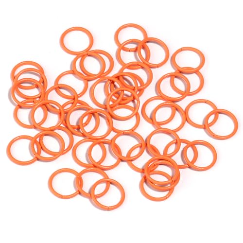 50 Stück bunte Eisenringe mit geschlossenem Ende, Durchmesser 8/10 mm, Metall-Anschlussringe für DIY-Schmuckherstellung, Zubehör, Zubehör (Orange, 8 mm) von LIFABOLA