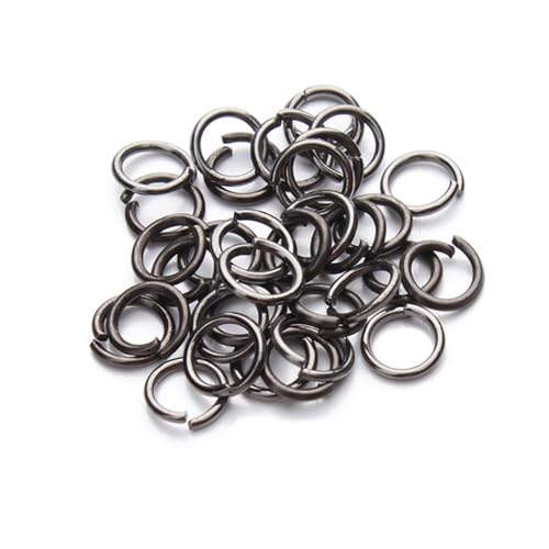 50 Stück offene einzelne Biegeringe, Verbinder aus Metall, DIY-Schmuckzubehör, Spaltringe for die Herstellung von Zubehör(Gunblack,14 * 1.3mm) von LIFABOLA