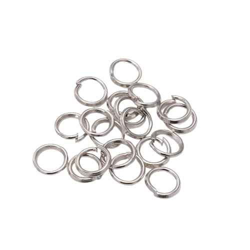 50 Stück offene einzelne Biegeringe, Verbinder aus Metall, DIY-Schmuckzubehör, Spaltringe for die Herstellung von Zubehör(Rhodium,14 * 1.3mm) von LIFABOLA