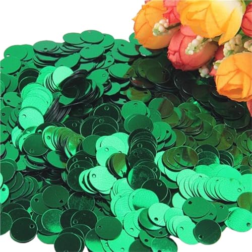 50 g große Pailletten, 10 mm bis 30 mm flache, runde Pailletten, kreisförmige, flache Pailletten, Nähzubehör for Hochzeiten(Green,15mm) von LIFABOLA