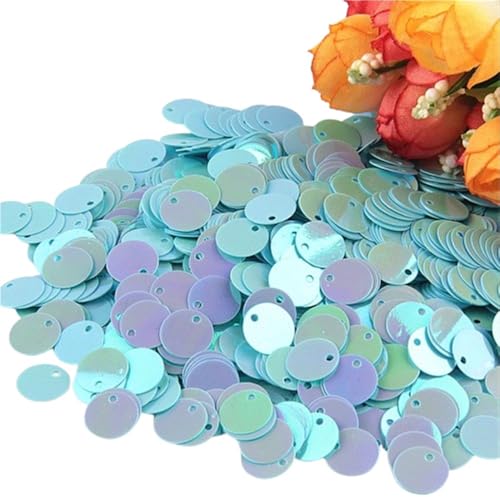 50 g große Pailletten, 10 mm bis 30 mm flache, runde Pailletten, kreisförmige, flache Pailletten, Nähzubehör for Hochzeiten(LightCyan,20mm) von LIFABOLA