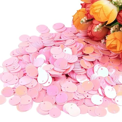 50 g große Pailletten, 10 mm bis 30 mm flache, runde Pailletten, kreisförmige, flache Pailletten, Nähzubehör for Hochzeiten(Lightpink,10mm) von LIFABOLA