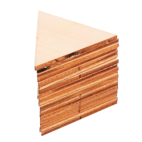 60 Stück leere ländliche dreieckige Holzspäne, 10,00 x 10,00 x 0,30 cm, Dreiecksscheiben für Heimdekoration, Hausdekorationen (Khaki) von LIFABOLA