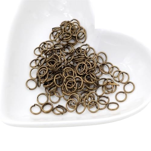 Binderinge zur Schmuckherstellung, Metall, zum Basteln, offene einzelne Schlaufen, Spaltringe für Schmuckherstellung, Bronze, 0,9 x 8 mm, 200 Stück von LIFABOLA