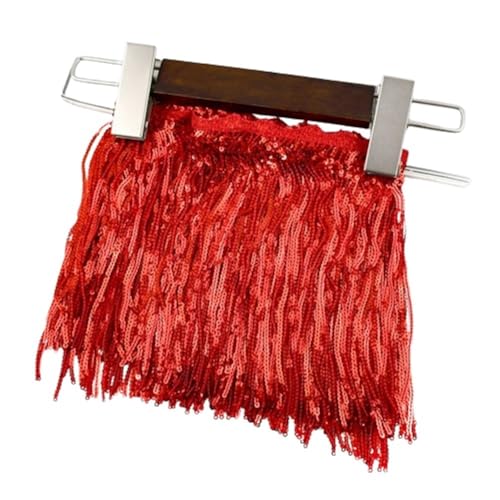 Blau/Rot/Schwarz Spitzenbesatz Glitzerfransen 2 Yards/Yards/10 Yards, 17 cm Weiche und Bequeme Quasten for lateinamerikanische Showkleider 1 Stück(Red,10Yards) von LIFABOLA