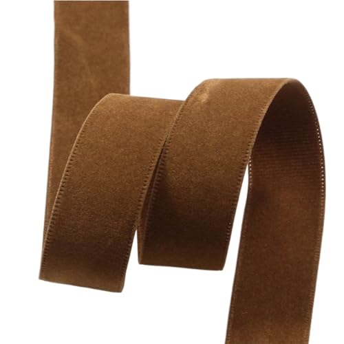 Doppelseitiges Wildleder-Samtband for Pressen, 25–38 mm Breite, Kranzschleifenband, luxuriöses Samtband, 5 Yards/Rolle(Dark Brown,25mm) von LIFABOLA