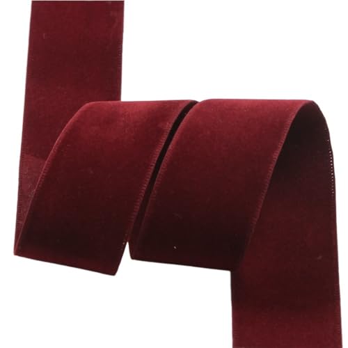 Doppelseitiges Wildleder-Samtband for Pressen, 25–38 mm Breite, Kranzschleifenband, luxuriöses Samtband, 5 Yards/Rolle(Red wine,38mm) von LIFABOLA