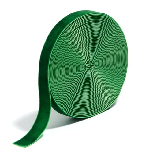 Einseitiges beflocktes Gurtband, 10 Yards/Rolle, farbige Samtbänder for DIY-Kleidung, dekorativ, handgefertigtes Band 1/1,5 cm(Green,1cm) von LIFABOLA