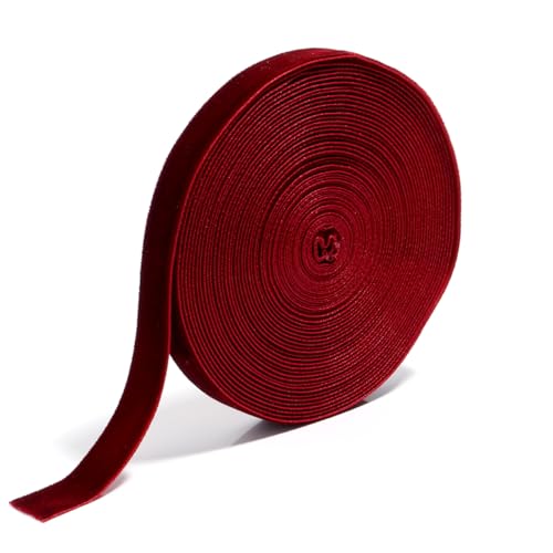 Einseitiges beflocktes Gurtband, 10 Yards/Rolle, farbige Samtbänder for DIY-Kleidung, dekorativ, handgefertigtes Band 1/1,5 cm(Wine red,1.5cm) von LIFABOLA