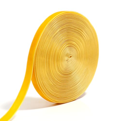 Einseitiges beflocktes Gurtband, 10 Yards/Rolle, farbige Samtbänder for DIY-Kleidung, dekorativ, handgefertigtes Band 1/1,5 cm(Yellow,1cm) von LIFABOLA