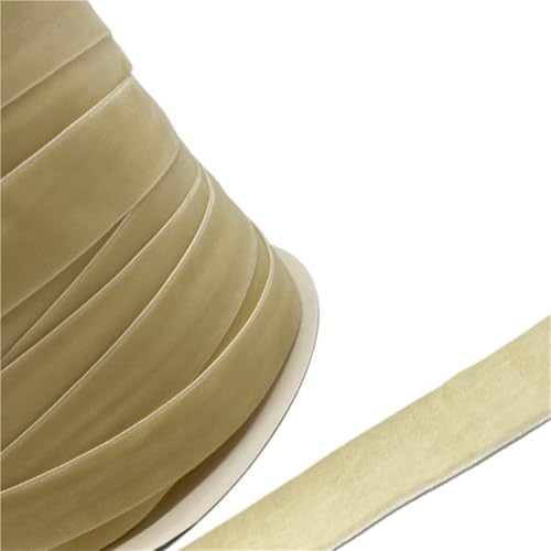 Farbiges einseitiges Samtband, 3/5 Yards 6 mm-38 mm Polyester-Seiden-Samtband, Efeugrün, kokosnussbraun, graue Samtschleifen(ChromeYellow,10mm x 5yards) von LIFABOLA