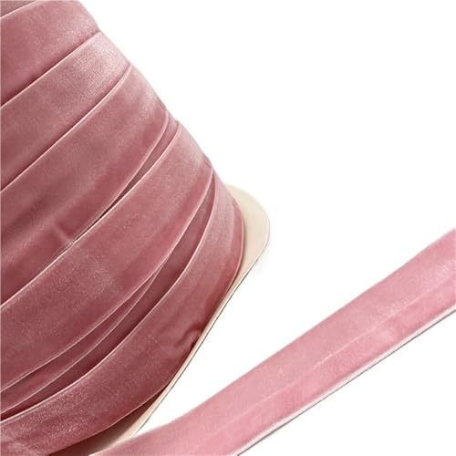 Farbiges einseitiges Samtband, 3/5 Yards 6 mm-38 mm Polyester-Seiden-Samtband, Efeugrün, kokosnussbraun, graue Samtschleifen(Pink,10mm x 5yards) von LIFABOLA