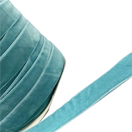 Farbiges einseitiges Samtband, 3/5 Yards 6 mm-38 mm Polyester-Seiden-Samtband, Efeugrün, kokosnussbraun, graue Samtschleifen(Turquoise,10mm x 5yards) von LIFABOLA