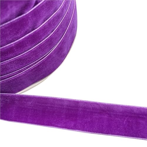 Farbiges einseitiges Samtband, 3/5 Yards 6 mm-38 mm Polyester-Seiden-Samtband, Efeugrün, kokosnussbraun, graue Samtschleifen(Violet,15mm x 5yards) von LIFABOLA