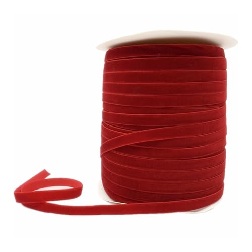 Gelbliches Band einseitig 6/10/25/38 mm, rot lila rosa Samtband handgefertigt, Hochzeitsdekorationsband 3/5 Yards(Red,15mm x 5yards) von LIFABOLA