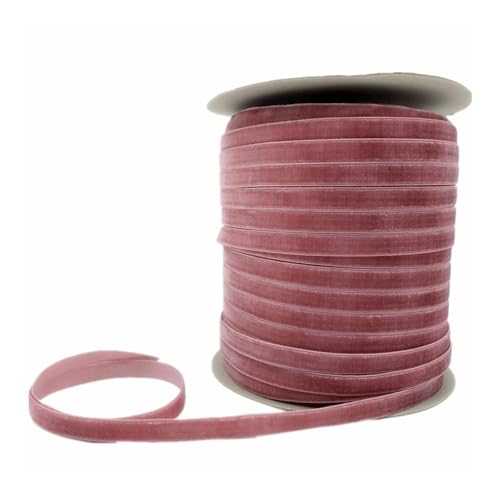 Gelbliches Band einseitig 6/10/25/38 mm, rot lila rosa Samtband handgefertigt, Hochzeitsdekorationsband 3/5 Yards(Rose red,25mm x 5yards) von LIFABOLA