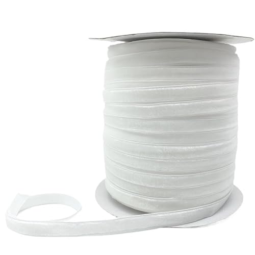 Gelbliches Band einseitig 6/10/25/38 mm, rot lila rosa Samtband handgefertigt, Hochzeitsdekorationsband 3/5 Yards(White,25mm x 5yards) von LIFABOLA