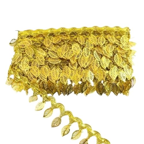 Gold-/Silber-Pailletten-Spitzenquaste, modische Fransenspitze, hochflexible Polyesterfransen for Party-Tanzkleider, 1 Stück(4.02CM*2YARDS) von LIFABOLA