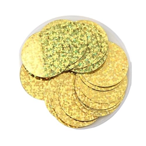 Große, runde Pailletten, 30/40/50 mm Pailletten, Paillette Lentejuelas mit 1 Seitenloch, manuelles Nähzubehör for Selbermachen, 1 Packung(Laser gold,50mm) von LIFABOLA