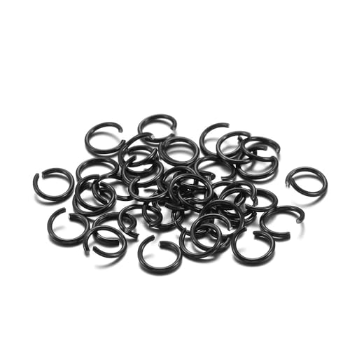 Kettennetz-Binderinge, 4/6/8/10 mm, bunte offene Binderinge, Spaltringe für DIY-Schmuckherstellung, 100 Stück (schwarz, 10 mm) von LIFABOLA