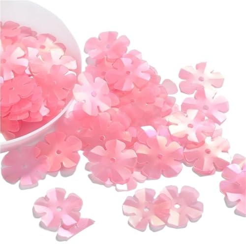 Konkave Pailletten mit fünf Blütenblättern, 14 mm Pflaumenblüten, lose Pailletten in PET-Becherform, glitzernde Pailletten for kreatives Basteln, 10 g(Matte Pink) von LIFABOLA