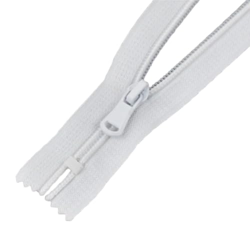 LIFABOLA 10 Stück 5# Dunkelgrau/Weinrot/Rosarot Nylon-Reißverschlüsse Länge 15/25/30 cm, Silence Close-End Nylon-Reißverschlüsse for Jacken(White,15cm) von LIFABOLA