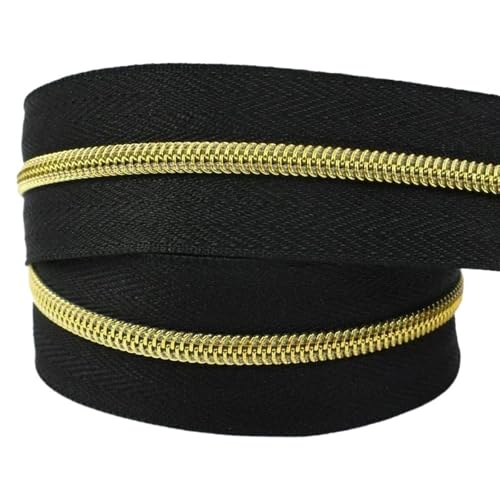 LIFABOLA 3# Schwarz, Gun Black/Schwarzgold, strapazierfähiger Nylon-Reißverschluss, hochflexibler Kunststoff-Reißverschluss, Länge 5 Meter/8 Meter/10 Meter(Gold,10Meters) von LIFABOLA