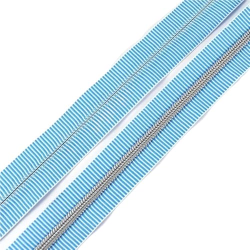 LIFABOLA 5# Grüner Silber/Blauer Pistolengriff/Blauer Nylon-Reißverschluss, UV-beständiger Nylon-Reißverschluss, Länge 5 Meter/8 Meter/10 Meter(Blue Silver,10Meters) von LIFABOLA