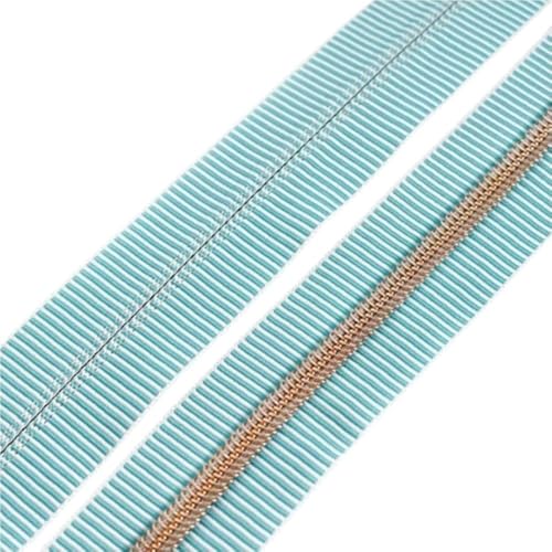 LIFABOLA 5# Grüner Silber/Blauer Pistolengriff/Blauer Nylon-Reißverschluss, UV-beständiger Nylon-Reißverschluss, Länge 5 Meter/8 Meter/10 Meter(Green Rose Gold,10Meters) von LIFABOLA