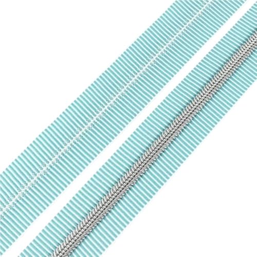 LIFABOLA 5# Grüner Silber/Blauer Pistolengriff/Blauer Nylon-Reißverschluss, UV-beständiger Nylon-Reißverschluss, Länge 5 Meter/8 Meter/10 Meter(Green Silver,10Meters) von LIFABOLA