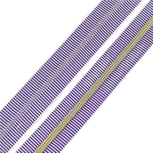 LIFABOLA 5# Grüner Silber/Blauer Pistolengriff/Blauer Nylon-Reißverschluss, UV-beständiger Nylon-Reißverschluss, Länge 5 Meter/8 Meter/10 Meter(Purple LightGold,10Meters) von LIFABOLA