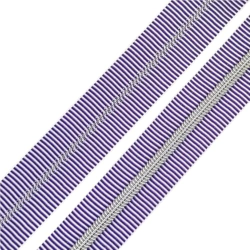 LIFABOLA 5# Grüner Silber/Blauer Pistolengriff/Blauer Nylon-Reißverschluss, UV-beständiger Nylon-Reißverschluss, Länge 5 Meter/8 Meter/10 Meter(Purple Silver,10Meters) von LIFABOLA