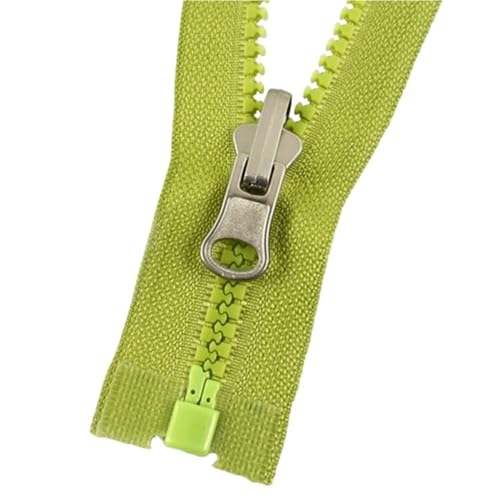 LIFABOLA 5 Stück 5# Hellgelbe/Goldene/Grüne offene Reißverschlüsse, geräuscharmer Harzreißverschluss, Länge 70 cm, Metall-Drehschieber for Jacken(Grass Green) von LIFABOLA