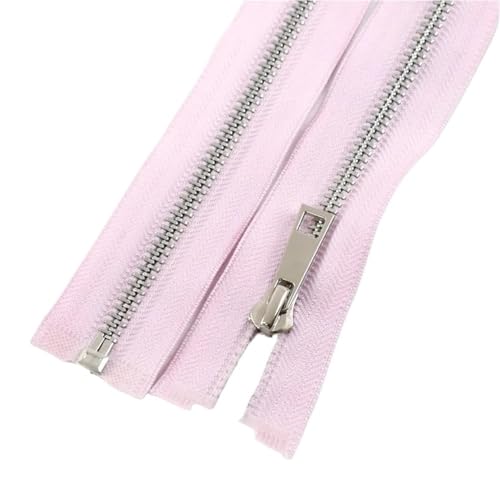 LIFABOLA 5 Stück dunkelgraue/hellgraue/beige einzelne offene Reißverschlüsse mit silbernen Zähnen, 5# leichte Metallreißverschlüsse for die Reparatur von Jacken(Pink,60cm) von LIFABOLA