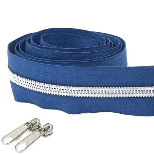 LIFABOLA Blaues/grasgrünes/matchagrünes Nylon-Reißverschlussband + Reißverschlussschieber, hochabriebfeste Metallreißverschlüsse(Blue,4meters) von LIFABOLA